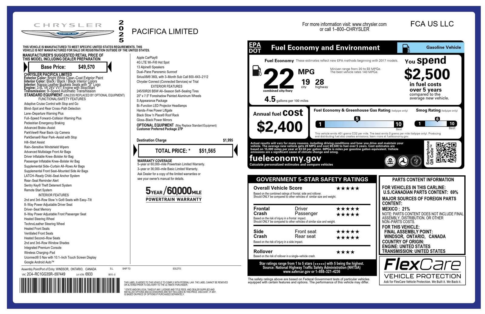 2025 Chrysler Pacifica Limited