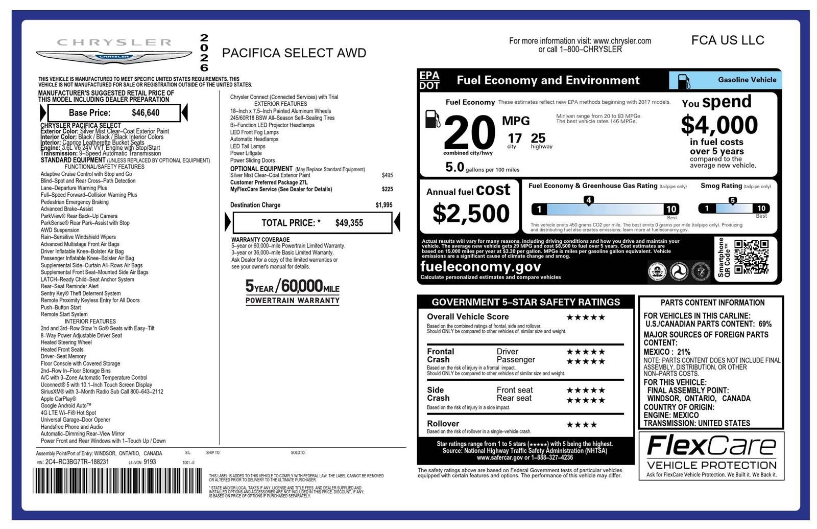 2026 Chrysler Pacifica Select
