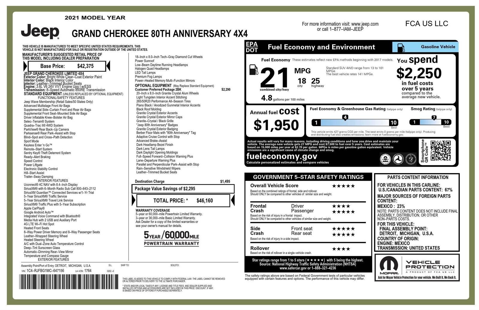 2021 Jeep Grand Cherokee 80th Anniversary