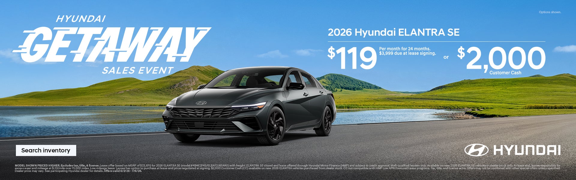 2026 Hyundai Elantra Lease or Customer Cash Offer